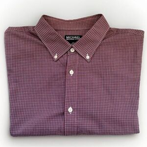 BOGO 50%OFF Michael Kors Cotton Gingham Shirt Men’s XXL‎ Red Short Sleeve Preppy